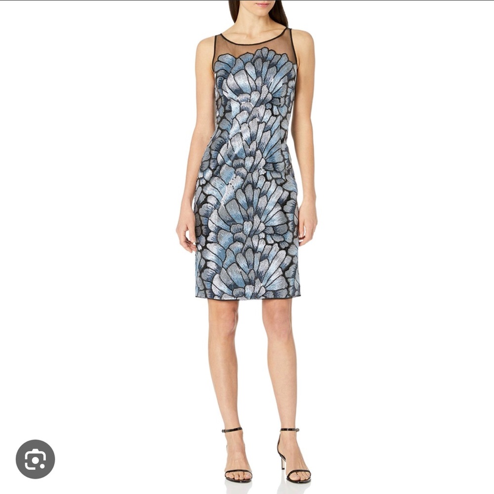 Adrianna Papell Blue & Silver Sequin Dress